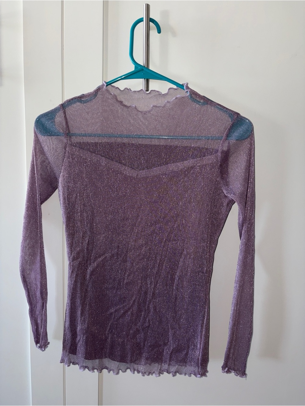 Sheer Metallic Lavender Long Sleeve Top